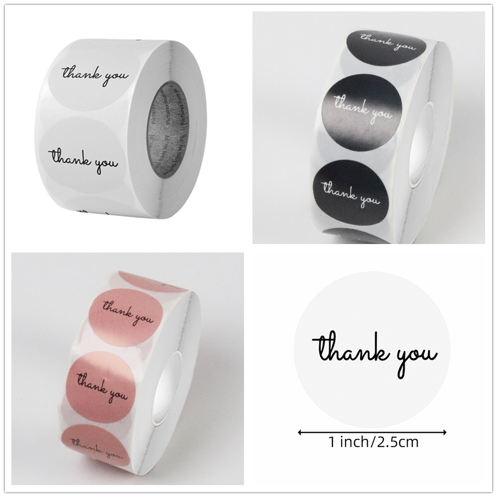 Label Sticker Round - 500 Thank You Stickers Roll 25mm