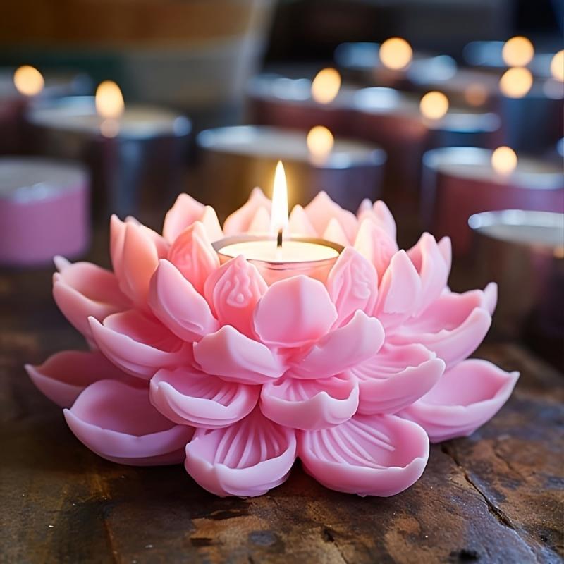 Candle Making Items - 1PC Lotus Flower Candle Mold Silicone