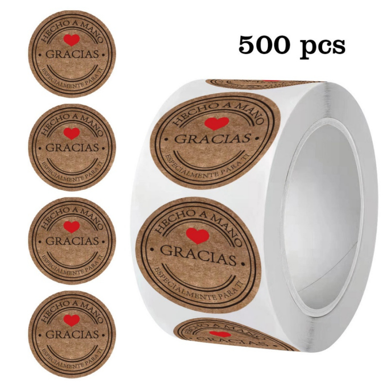 500pcs Spanish Thank You Stick - Label Sticker Round บทวิจารณ์และราคา