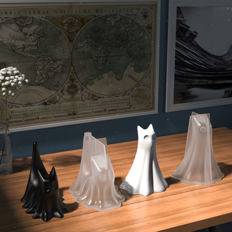 Ghost Cat Halloween Desktop Or - Candle Making Items บทวิจารณ์และราคา