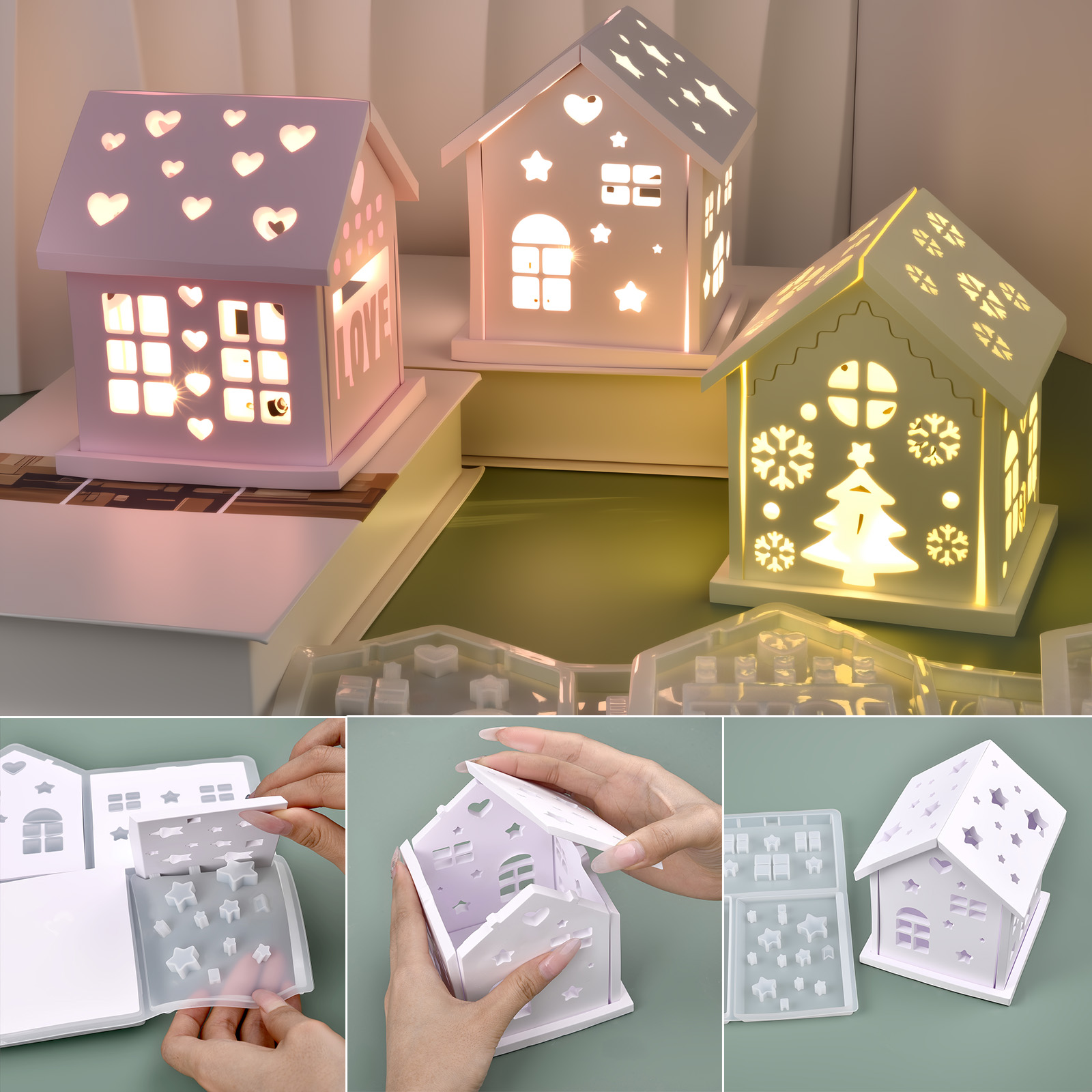 3D House Silicone Mold DIY Chr - Candle Making Items บทวิจารณ์และราคา