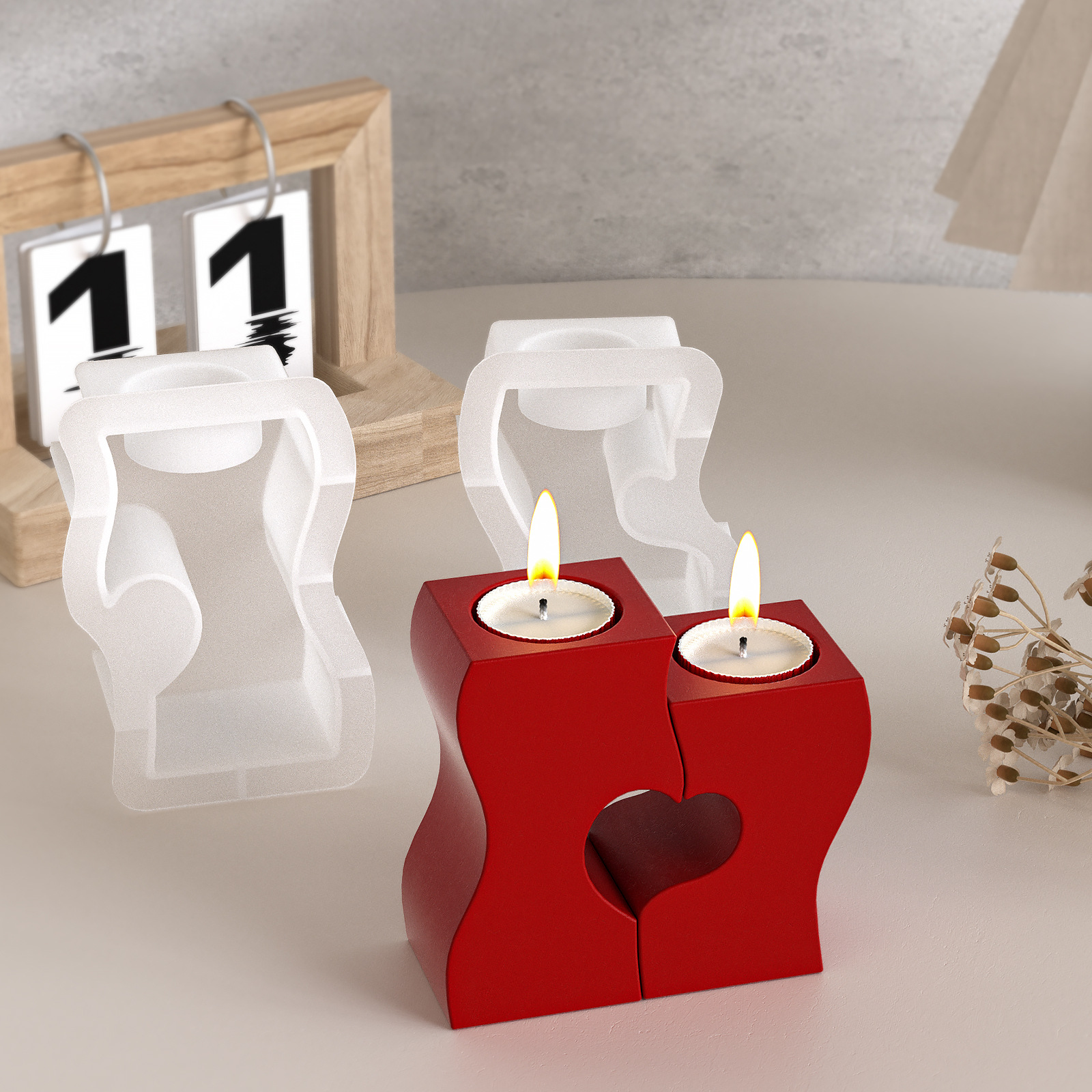 S Heart Candlestick Silicone M - Candle Making Items บทวิจารณ์และราคา
