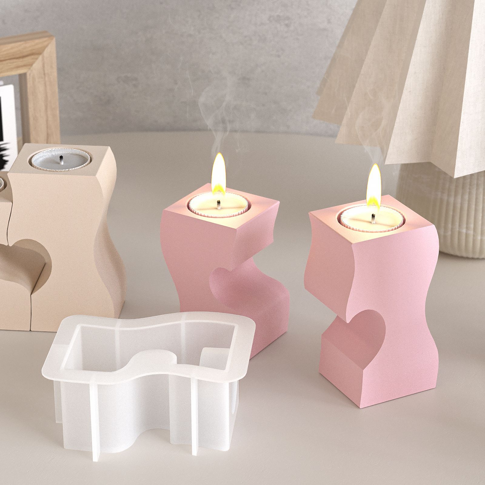 S Heart Candlestick Silicone M - Candle Making Items บทวิจารณ์และราคา