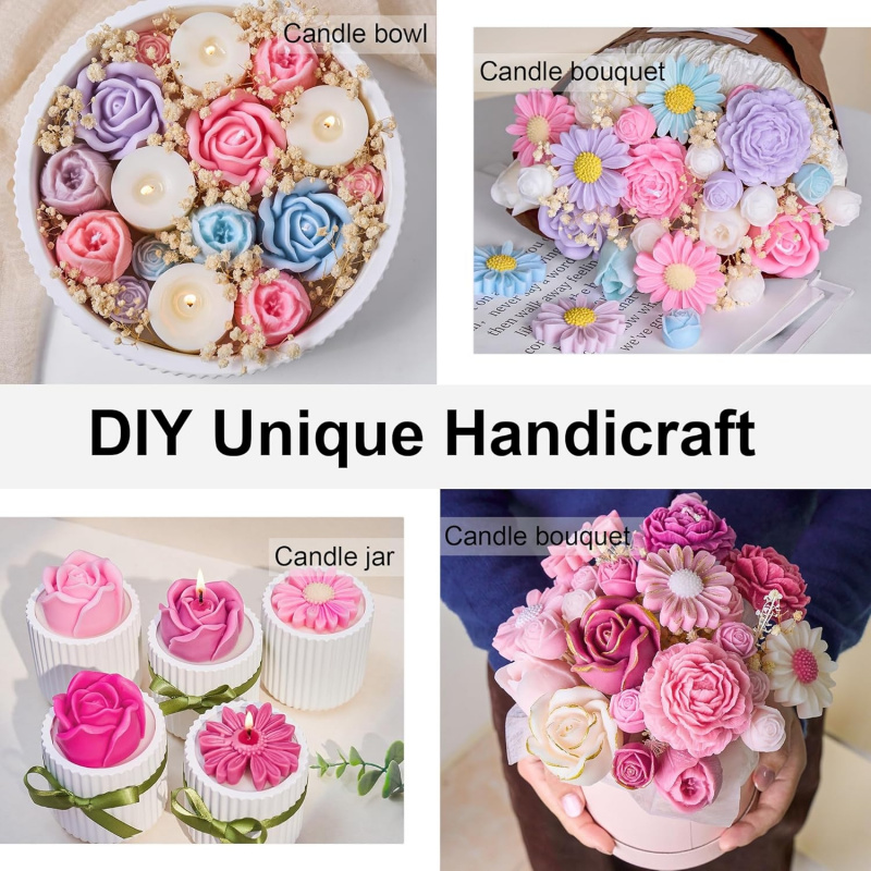 5Flower Candle Mold Set，3D Flo - Candle Making Jelly บทวิจารณ์และราคา