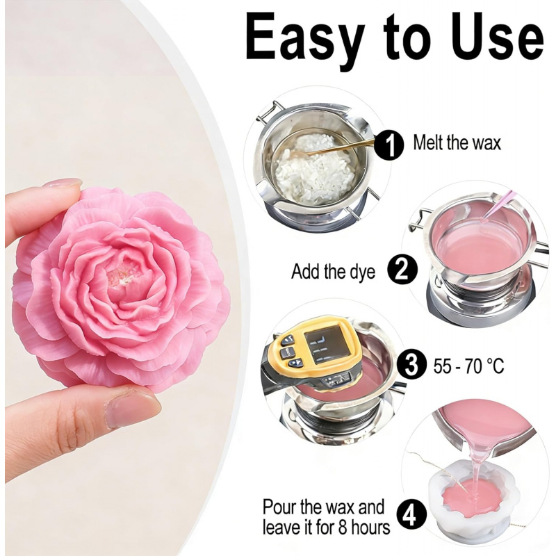 5Flower Candle Mold Set，3D Flo - Candle Making Jelly บทวิจารณ์และราคา