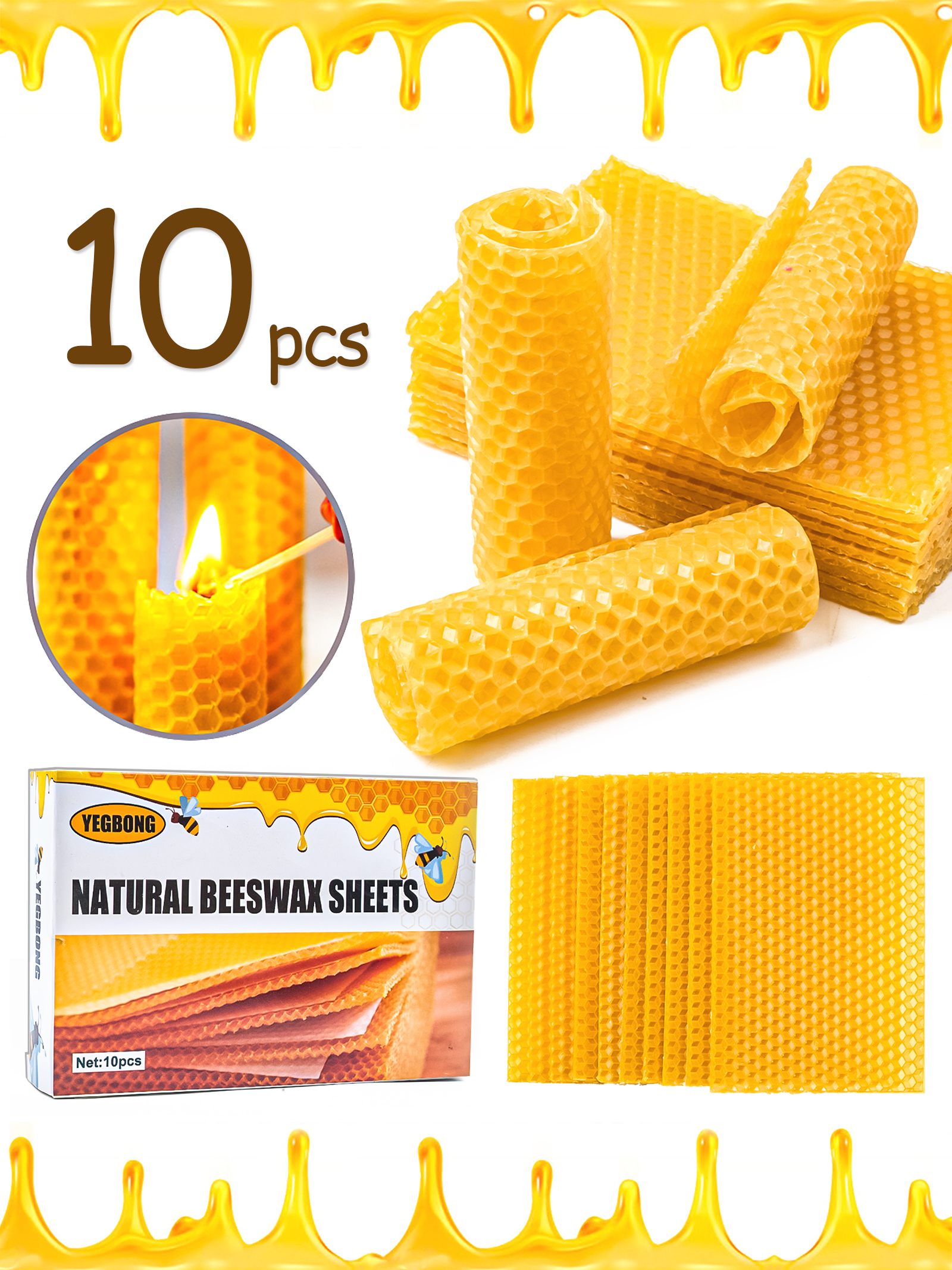 10Pcs Natural Honeycomb Bee Wa - Candle Making Wax Melter บทวิจารณ์และราคา