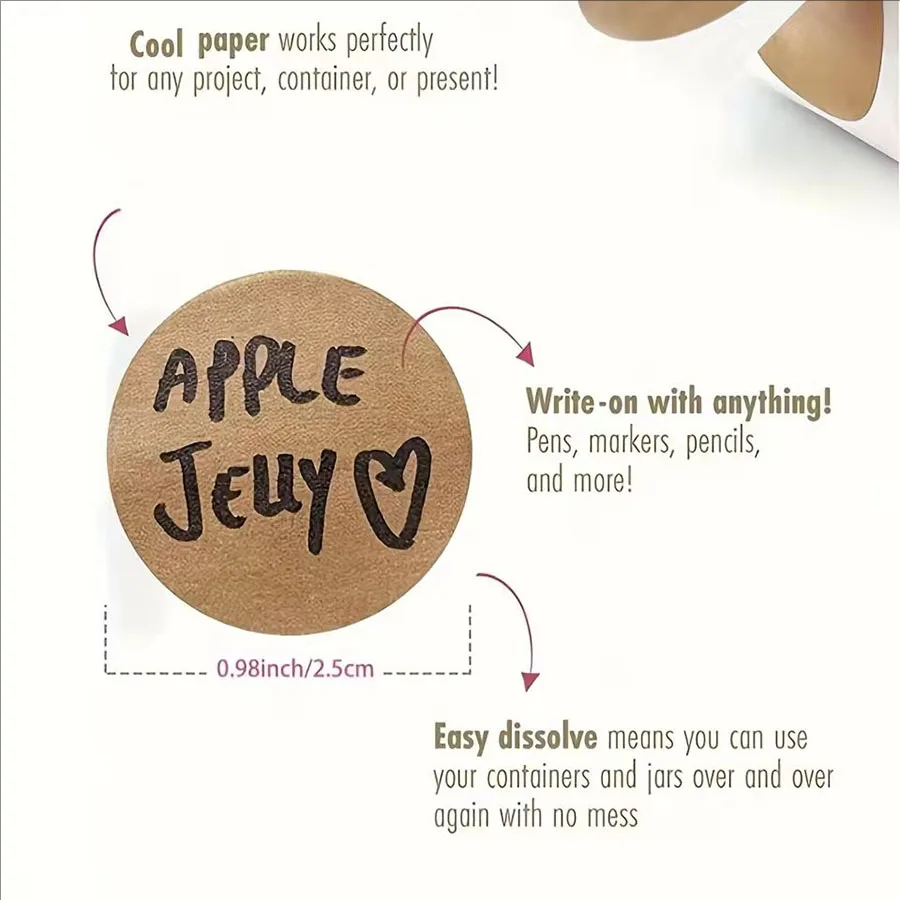 500 Pcs / 1 Roll ，kraft Round  - Label Sticker Round บทวิจารณ์และราคา