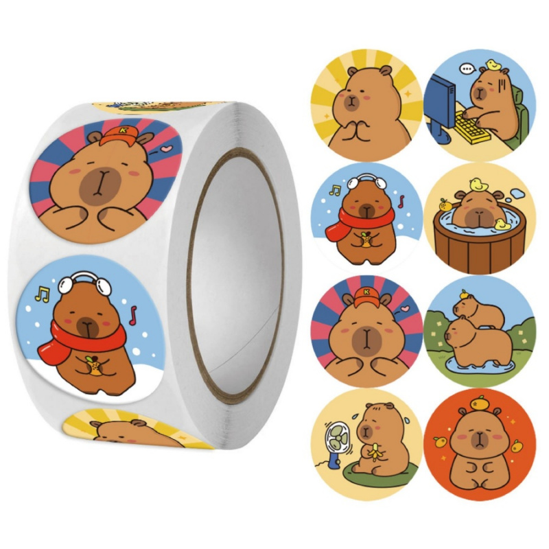 500pcs/pack Capybara Stickers  - Label Sticker Round บทวิจารณ์และราคา