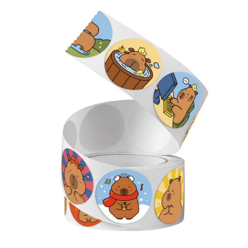 500pcs/pack Capybara Stickers  - Label Sticker Round บทวิจารณ์และราคา