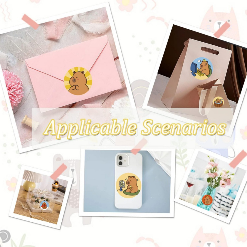 500pcs/pack Capybara Stickers  - Label Sticker Round บทวิจารณ์และราคา